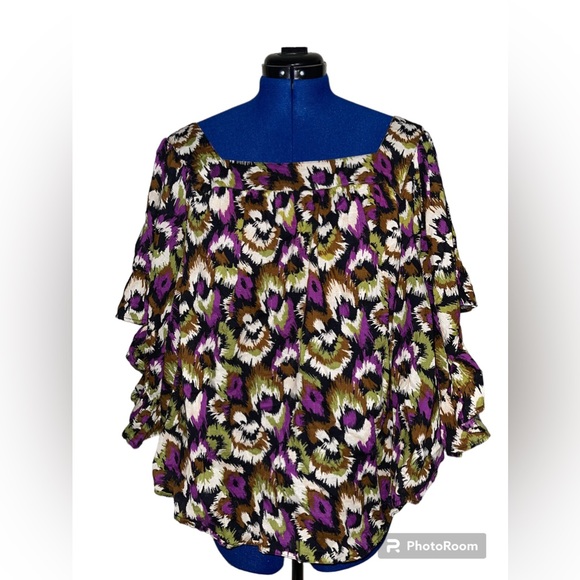 Terra & Sky Women's Plus Size Square Neck Peasant Top sz 4X - Picture 4 of 8